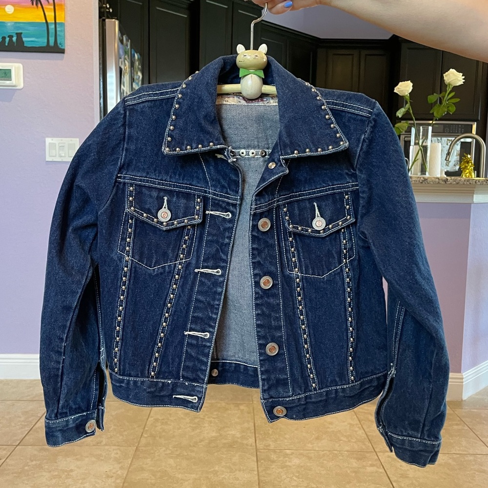 Girls Denim Studded Jacket